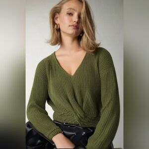NWOT Zulily Olive Green Twist Front Sweater